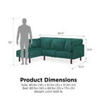 Clair Sprung Seat Sectional Sofa Bed in Green Velvet by Dorel - Price Crash Furniture