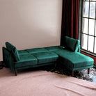 Clair Sprung Seat Sectional Sofa Bed in Green Velvet by Dorel - Price Crash Furniture