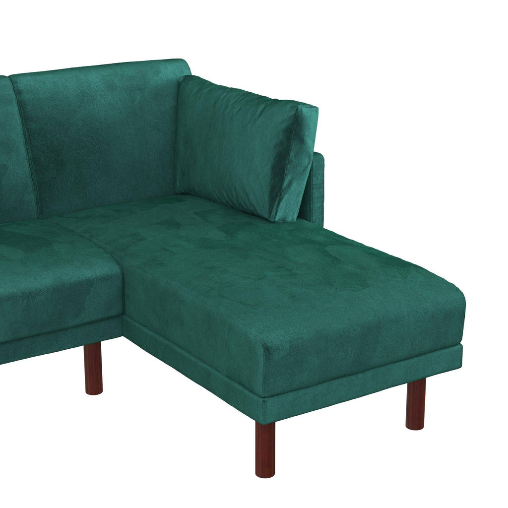 Clair Sprung Seat Sectional Sofa Bed in Green Velvet by Dorel - Price Crash Furniture