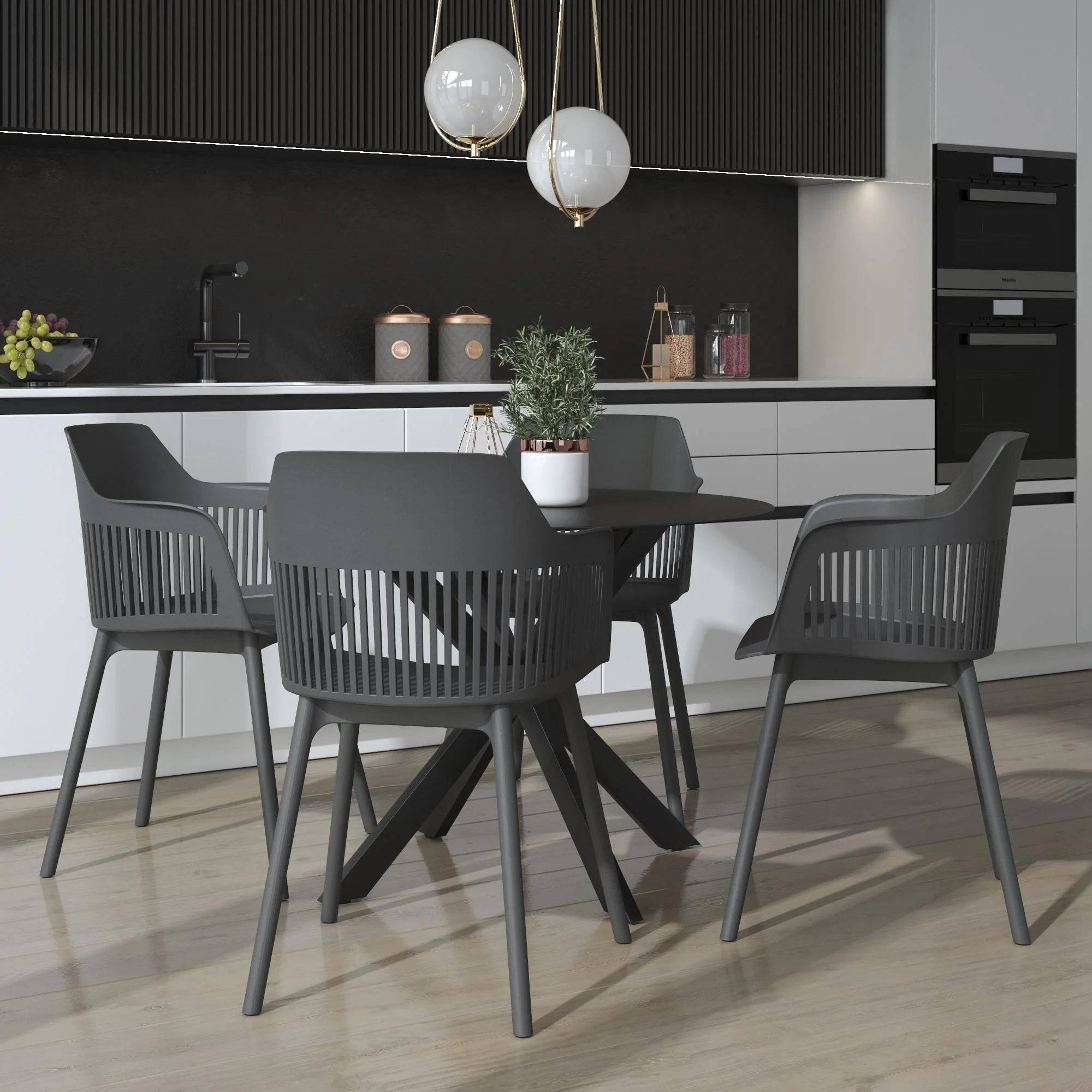 COSMOLIVING Camelo Resin Dining Chairs 2PK Black - Price Crash Furniture