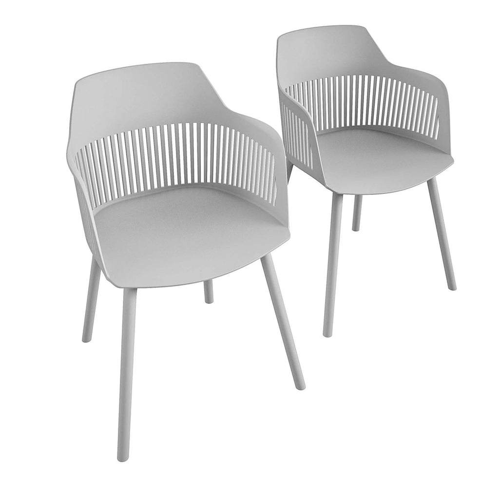 COSMOLIVING Camelo Resin Dining Chairs 2PK Light Grey - Price Crash Furniture