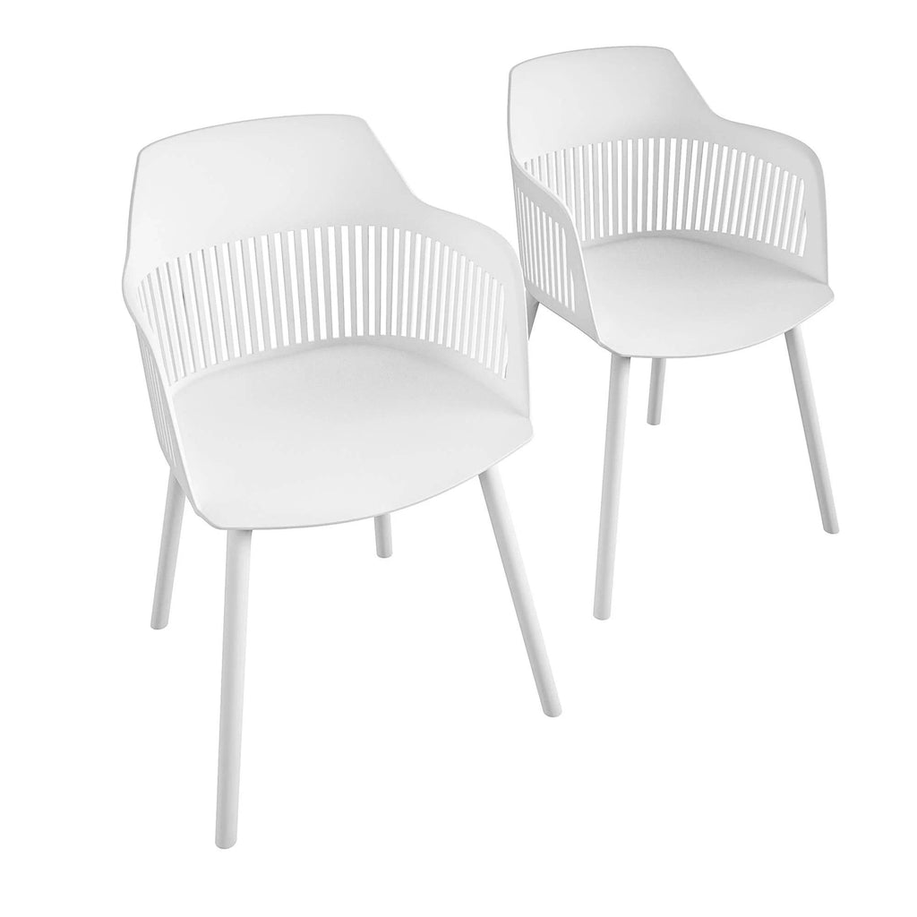 COSMOLIVING Camelo Resin Dining Chairs 2PK White - Price Crash Furniture