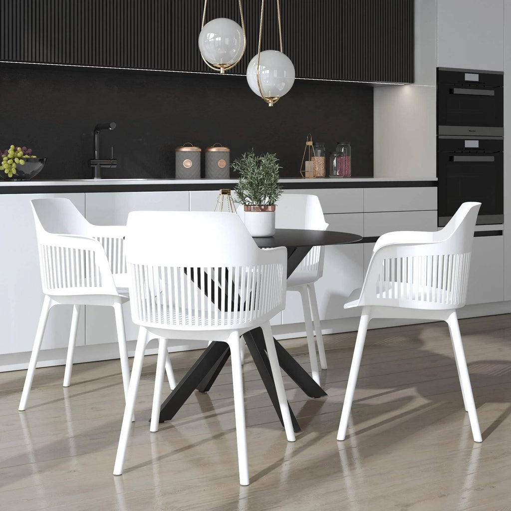 COSMOLIVING Camelo Resin Dining Chairs 2PK White - Price Crash Furniture