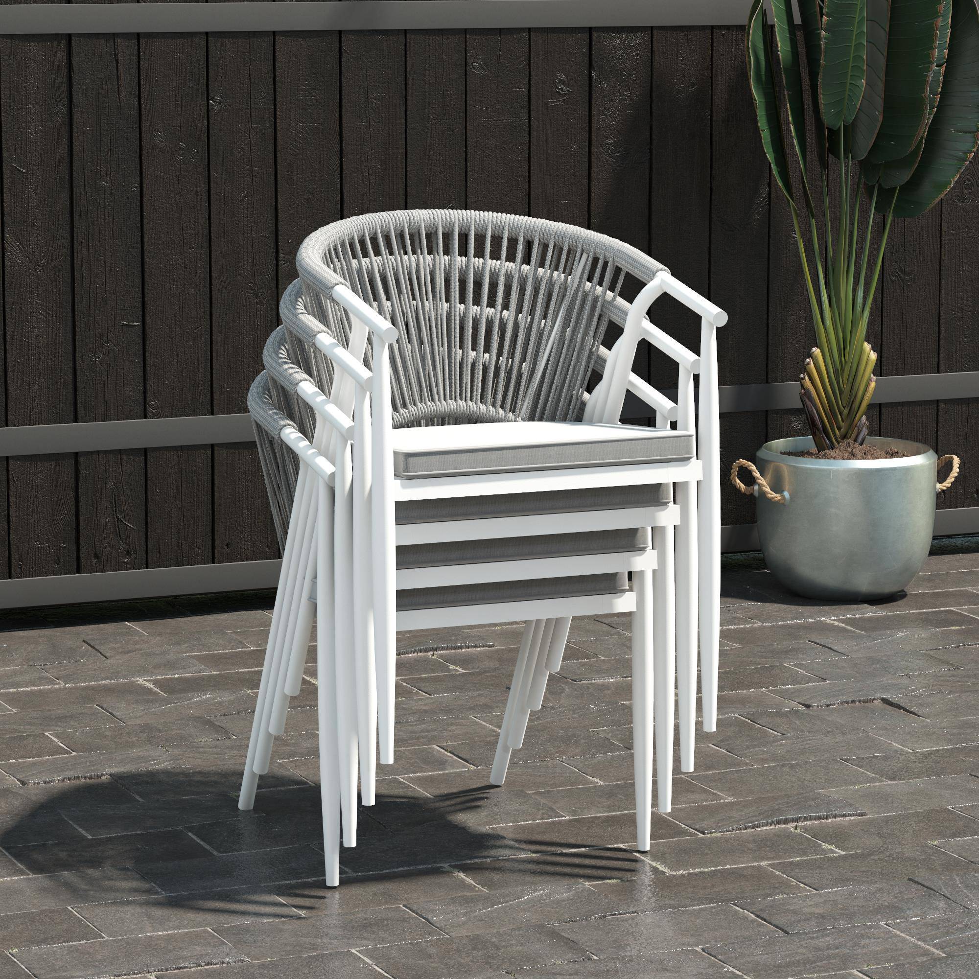 COSMOLIVING Circi Dining Chairs 4PK White - Price Crash Furniture