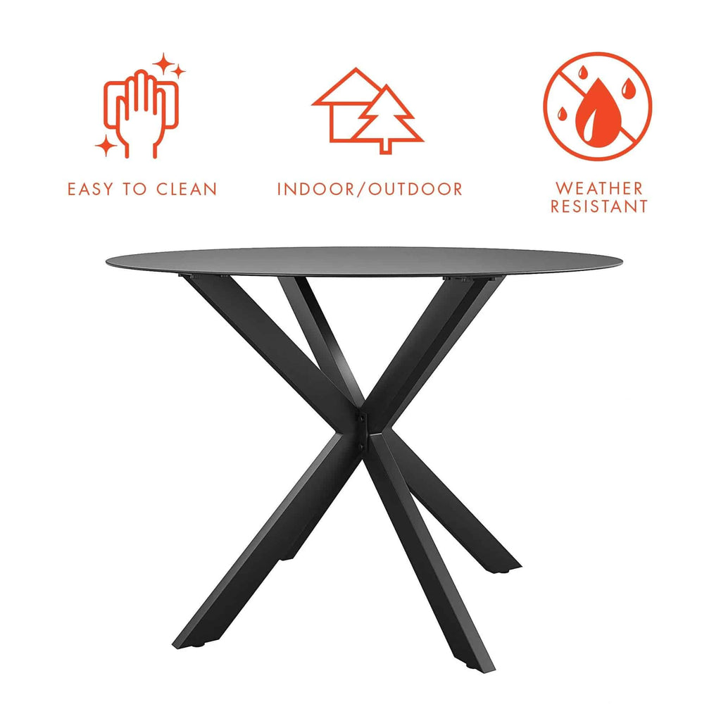 COSMOLIVING Circi Dining Glass Table - Black and Charcoal - Price Crash Furniture