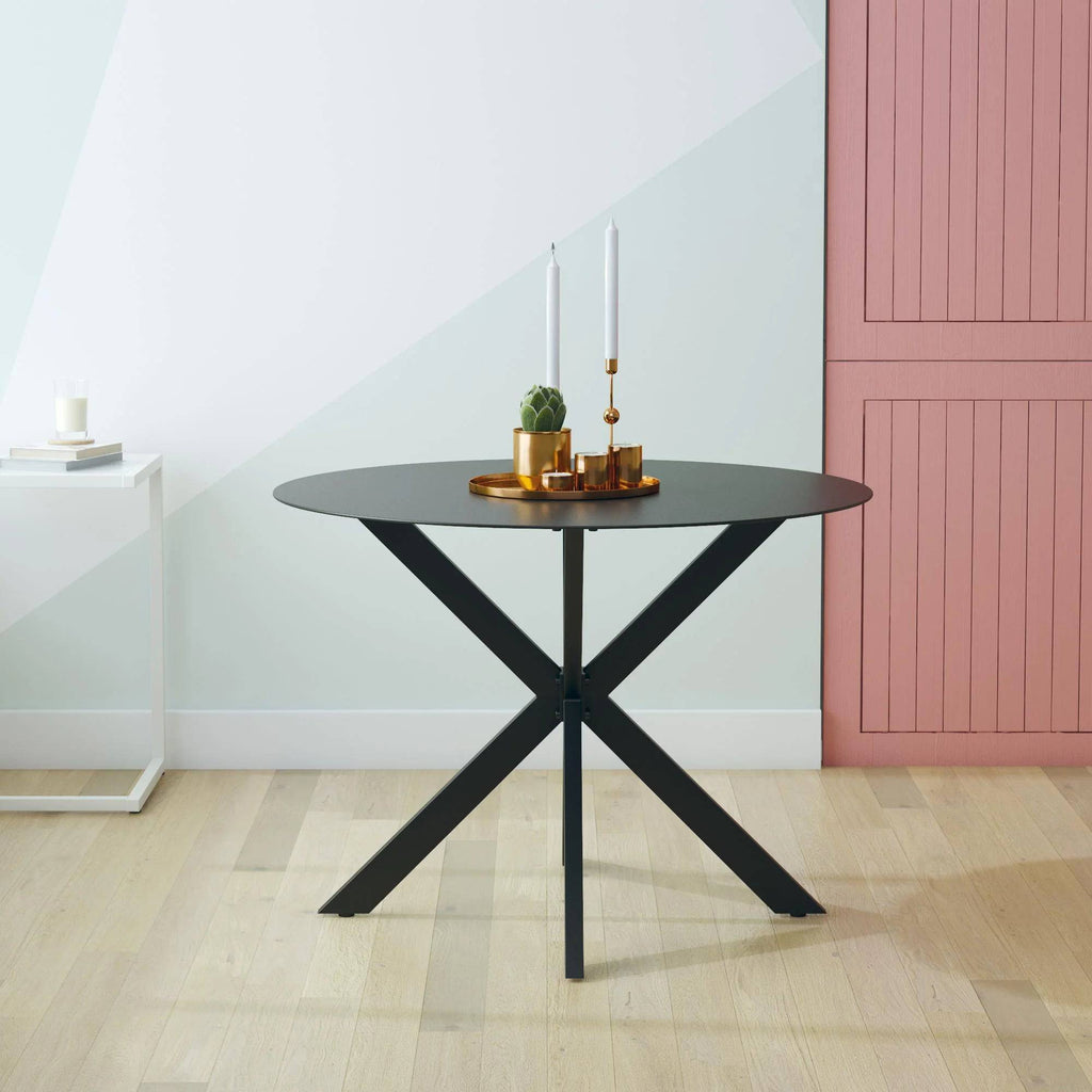COSMOLIVING Circi Dining Glass Table - Black and Charcoal - Price Crash Furniture