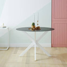 COSMOLIVING Circi Dining Glass Table Black and White - Price Crash Furniture