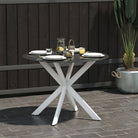 COSMOLIVING Circi Dining Glass Table Black and White - Price Crash Furniture