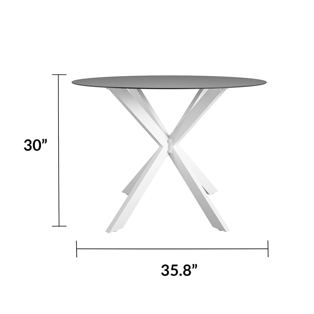 COSMOLIVING Circi Dining Glass Table Black and White - Price Crash Furniture