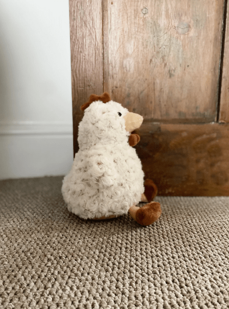 Curled Fur Fabric Brown Chicken Doorstop - Price Crash Furniture