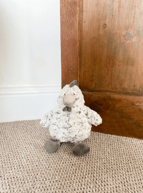 Curled Fur Fabric Grey Chicken Doorstop - Price Crash Furniture