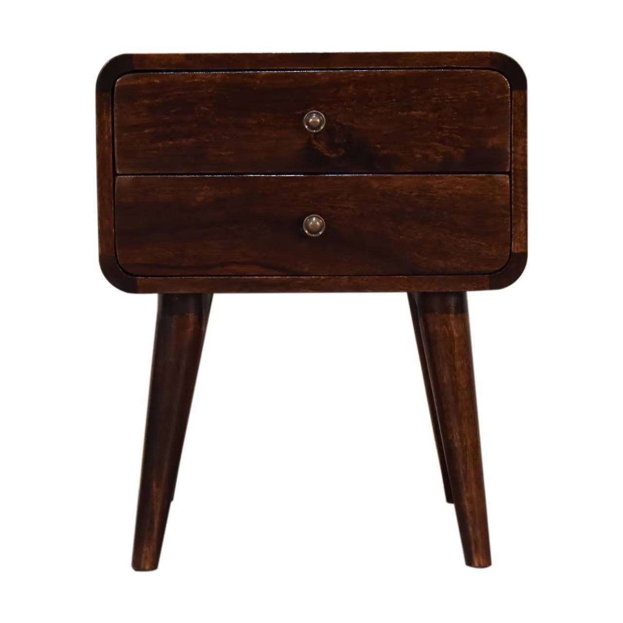 Curved Dark Walnut Bedside by Artisan Furniture - Price Crash Furniture