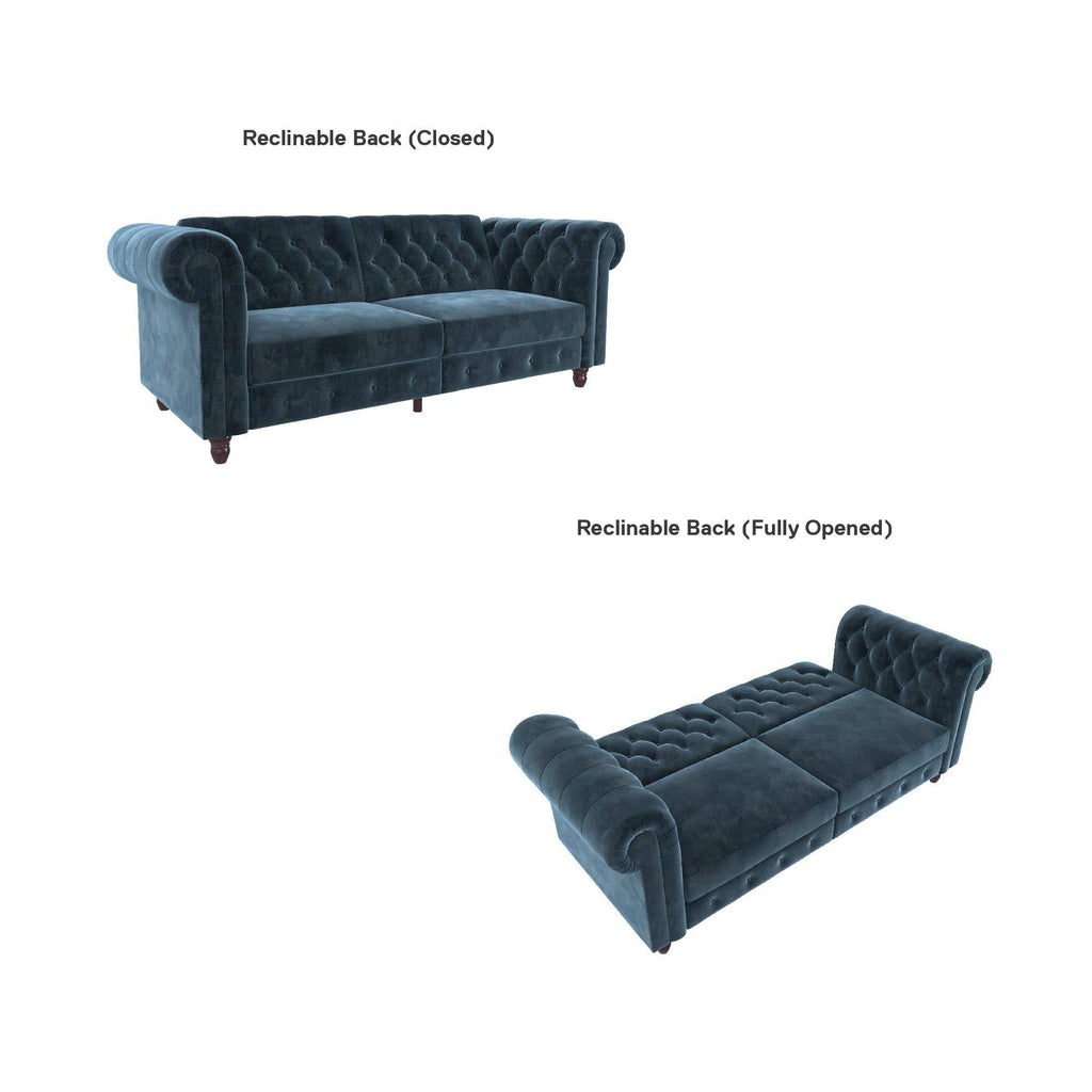 Felix Chesterfield Sofa Bed - Blue Velvet by Dorel - Price Crash Furniture