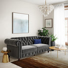 Felix Chesterfield Sofa Bed - Grey Velvet by Dorel - Price Crash Furniture