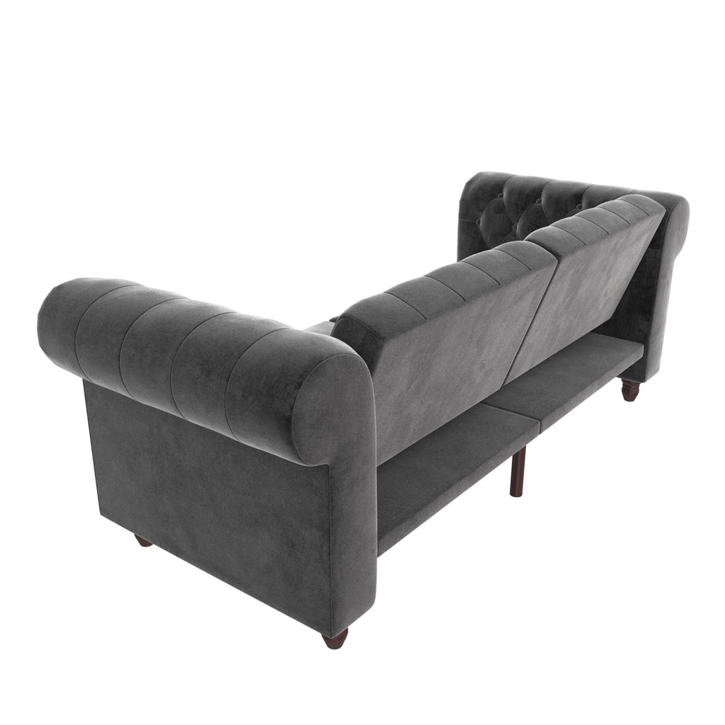 Felix Chesterfield Sofa Bed - Grey Velvet by Dorel - Price Crash Furniture