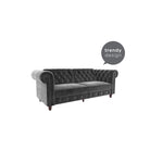 Felix Chesterfield Sofa Bed - Grey Velvet by Dorel - Price Crash Furniture