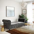 Felix Chesterfield Sofa Bed - Grey Velvet by Dorel - Price Crash Furniture