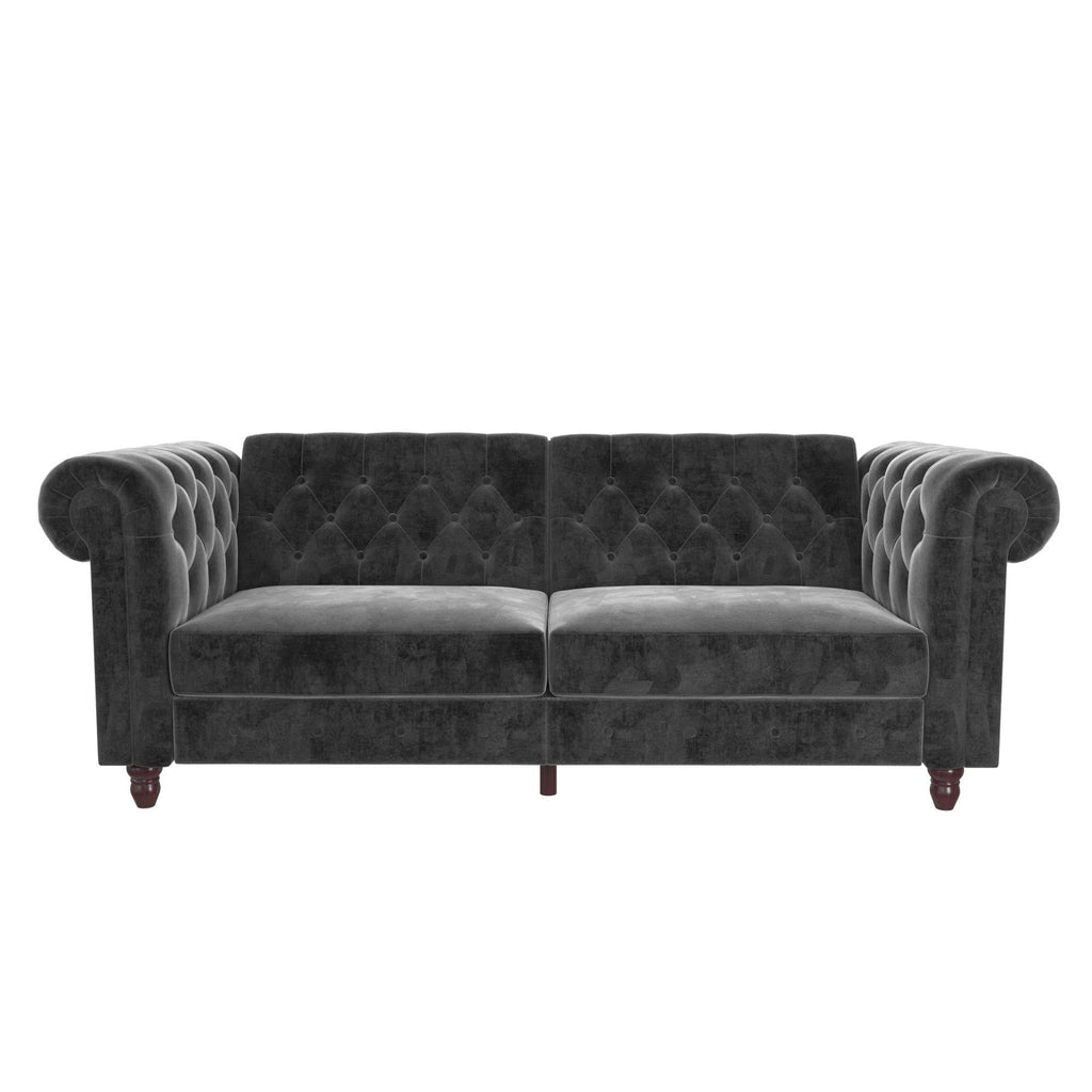 Felix Chesterfield Sofa Bed - Grey Velvet by Dorel - Price Crash Furniture