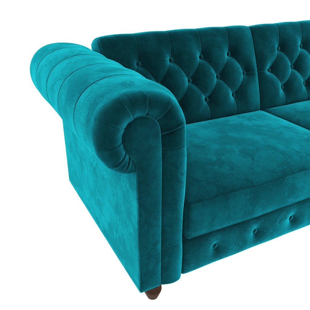 Felix Chesterfield Sofa Bed - Teal Velvet by Dorel - Price Crash Furniture