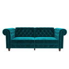 Felix Chesterfield Sofa Bed - Teal Velvet by Dorel - Price Crash Furniture