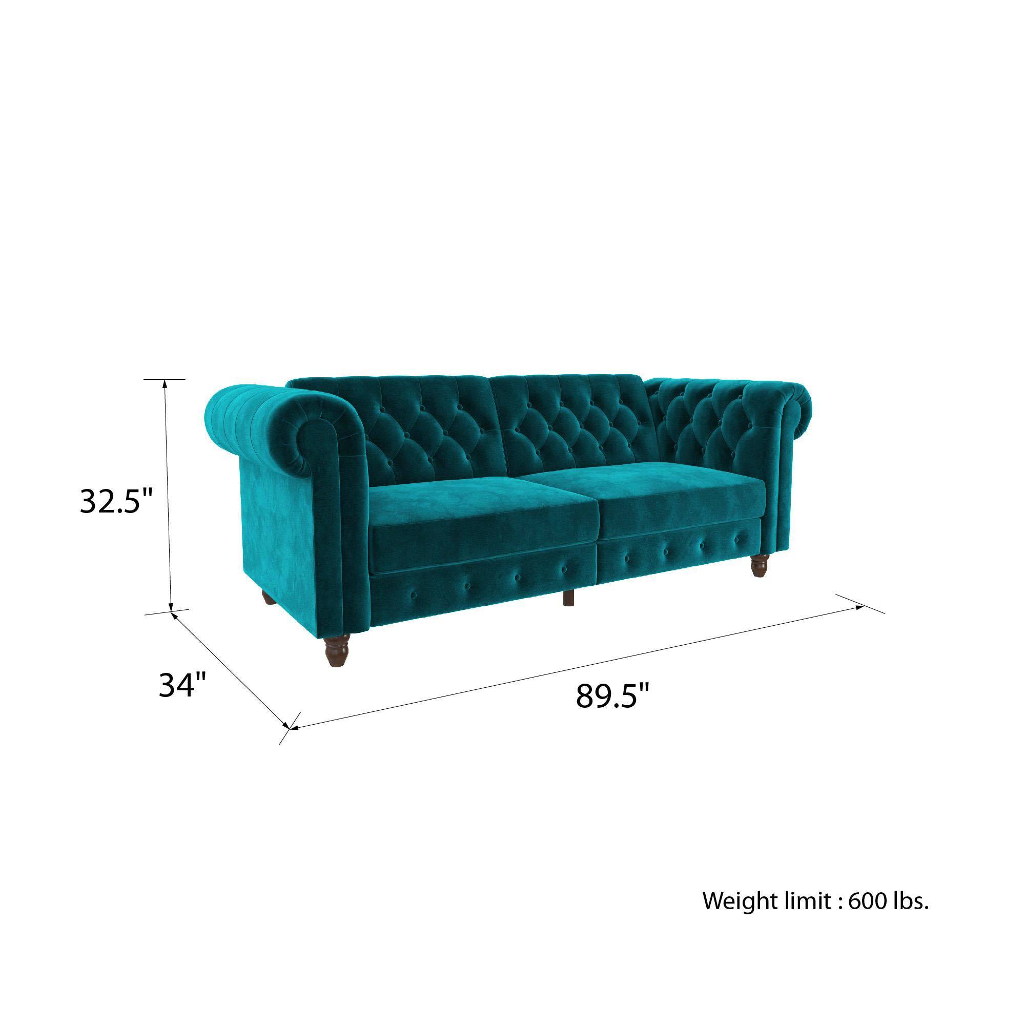 Felix Chesterfield Sofa Bed - Teal Velvet by Dorel - Price Crash Furniture