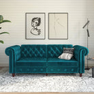 Felix Chesterfield Sofa Bed - Teal Velvet by Dorel - Price Crash Furniture