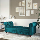 Felix Chesterfield Sofa Bed - Teal Velvet by Dorel - Price Crash Furniture