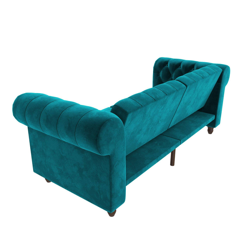 Felix Chesterfield Sofa Bed - Teal Velvet by Dorel - Price Crash Furniture