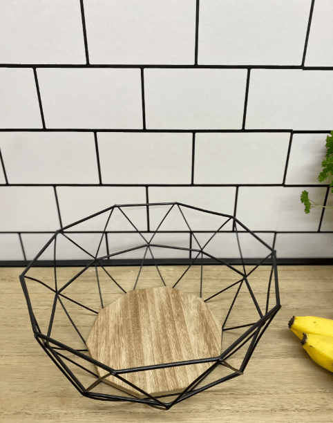 Geometric Black Wire Bowl 26cm - Price Crash Furniture