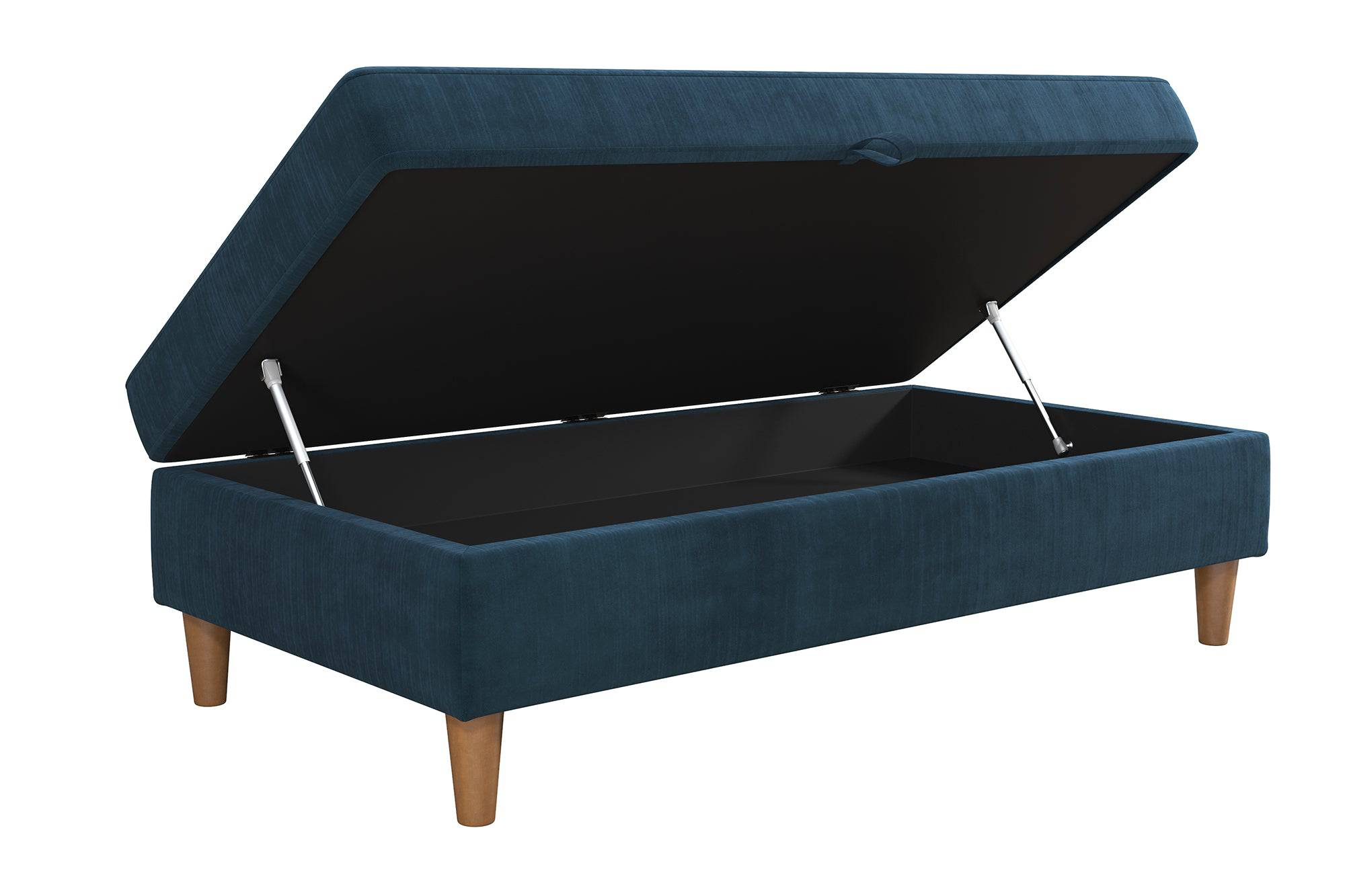 Hartford Storage Ottoman - Blue Chenille by Dorel - Price Crash Furniture