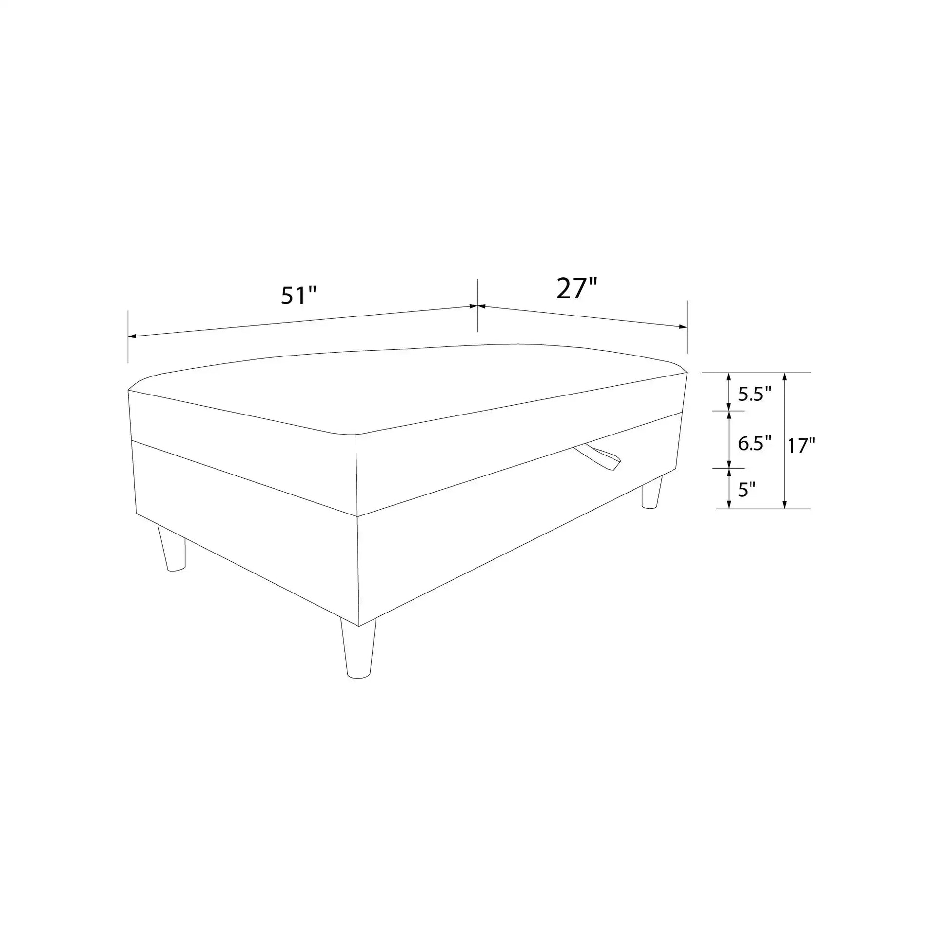 Hartford Storage Ottoman - Blue Chenille by Dorel - Price Crash Furniture