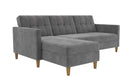 Hartford Storage Sectional Sofa Bed with Storage Chaise - Grey Chenille by Dorel - Price Crash Furniture