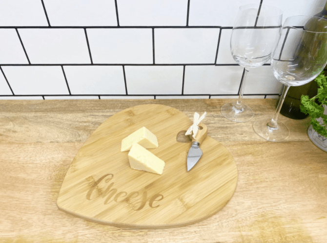 Heart Shaped Cheese Board With Knife - Price Crash Furniture
