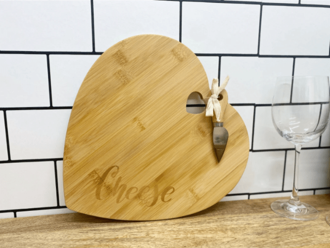 Heart Shaped Cheese Board With Knife - Price Crash Furniture