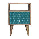 Honeycomb Carved Teal Bedside with Open Slot by Artisan Furniture - Price Crash Furniture