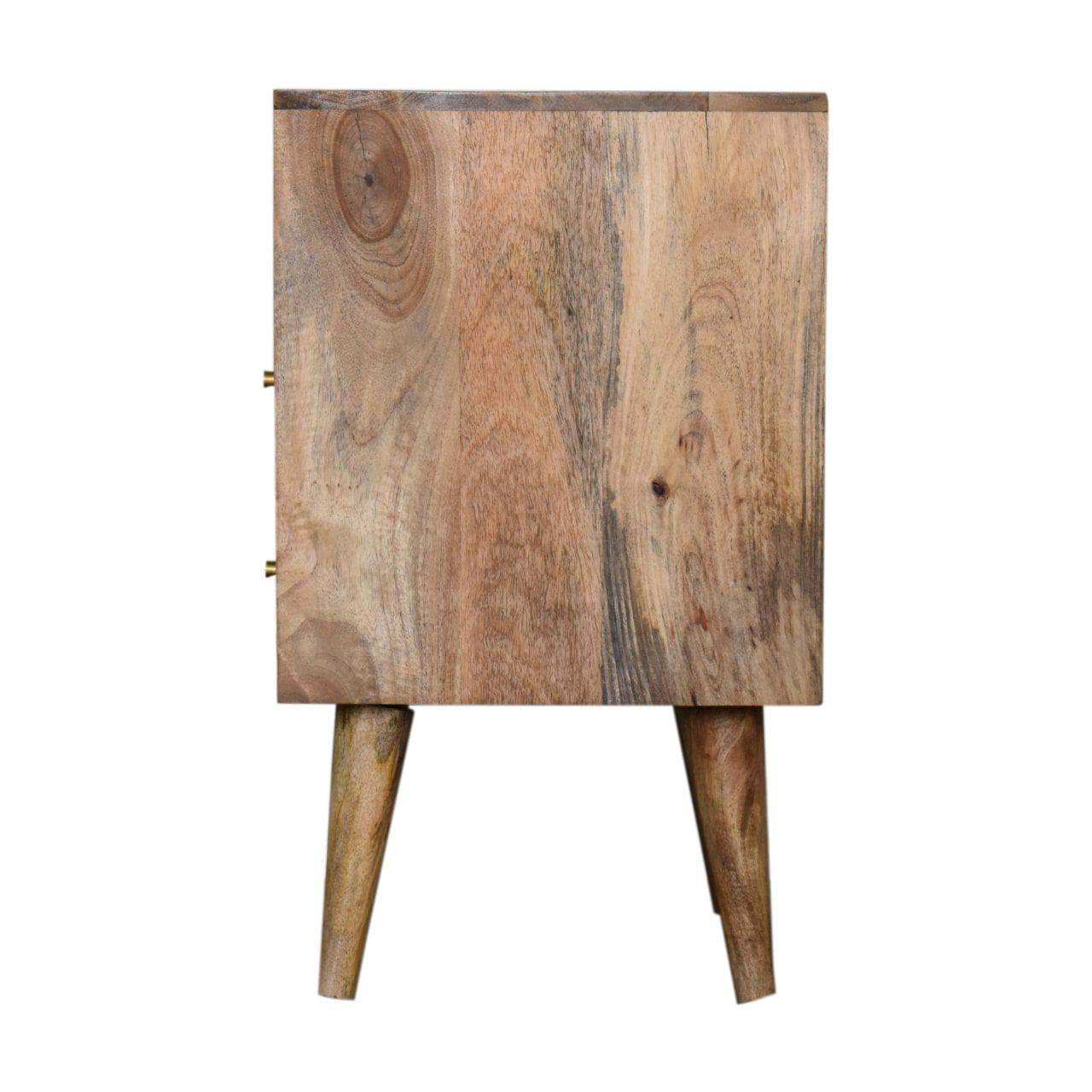 Honeycomb Carved Teal Bedside with Open Slot by Artisan Furniture - Price Crash Furniture