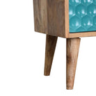 Honeycomb Carved Teal Bedside with Open Slot by Artisan Furniture - Price Crash Furniture