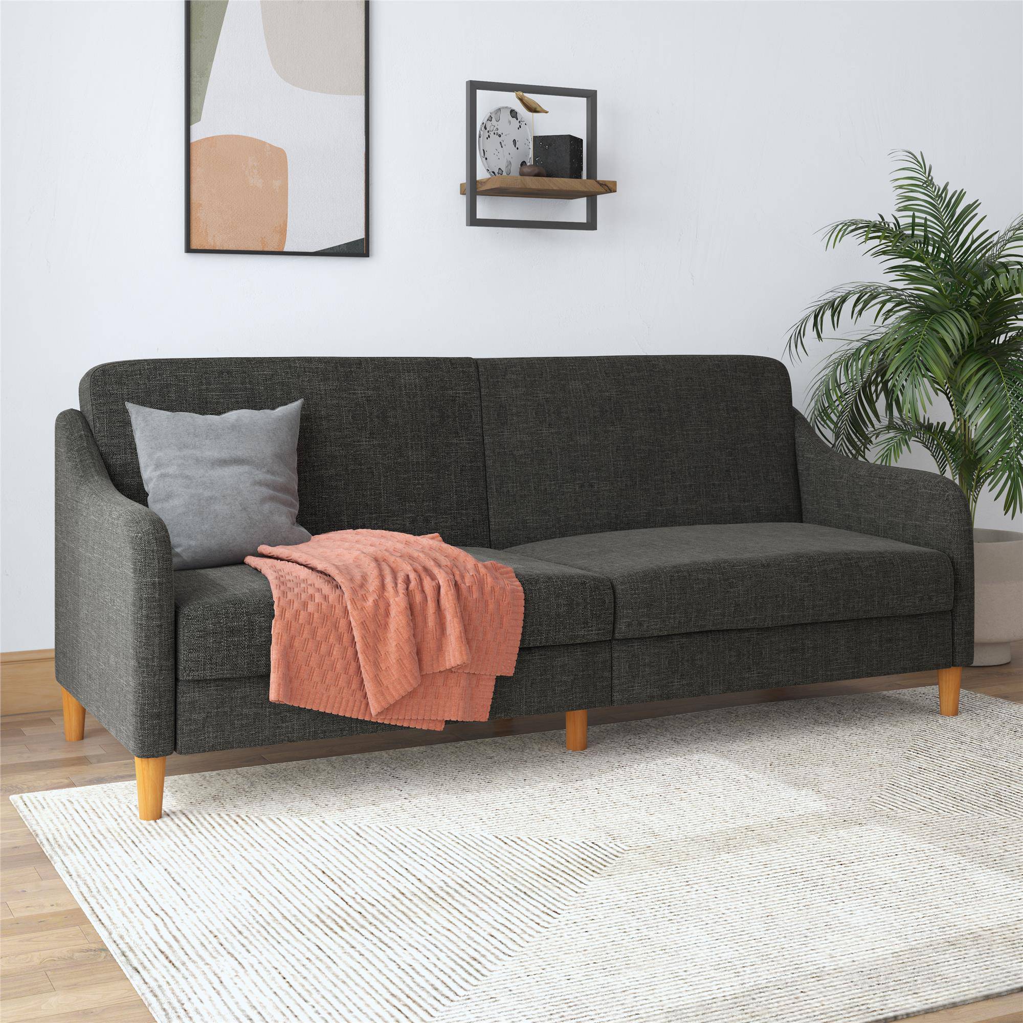 Jasper Sprung Sofa Bed - Dark Grey Linen by Dorel - Price Crash Furniture