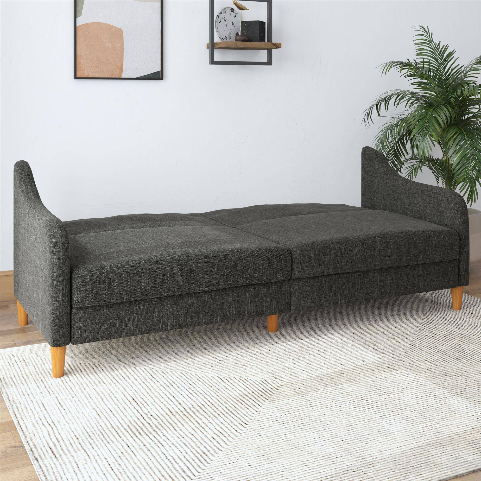 Jasper Sprung Sofa Bed - Dark Grey Linen by Dorel - Price Crash Furniture