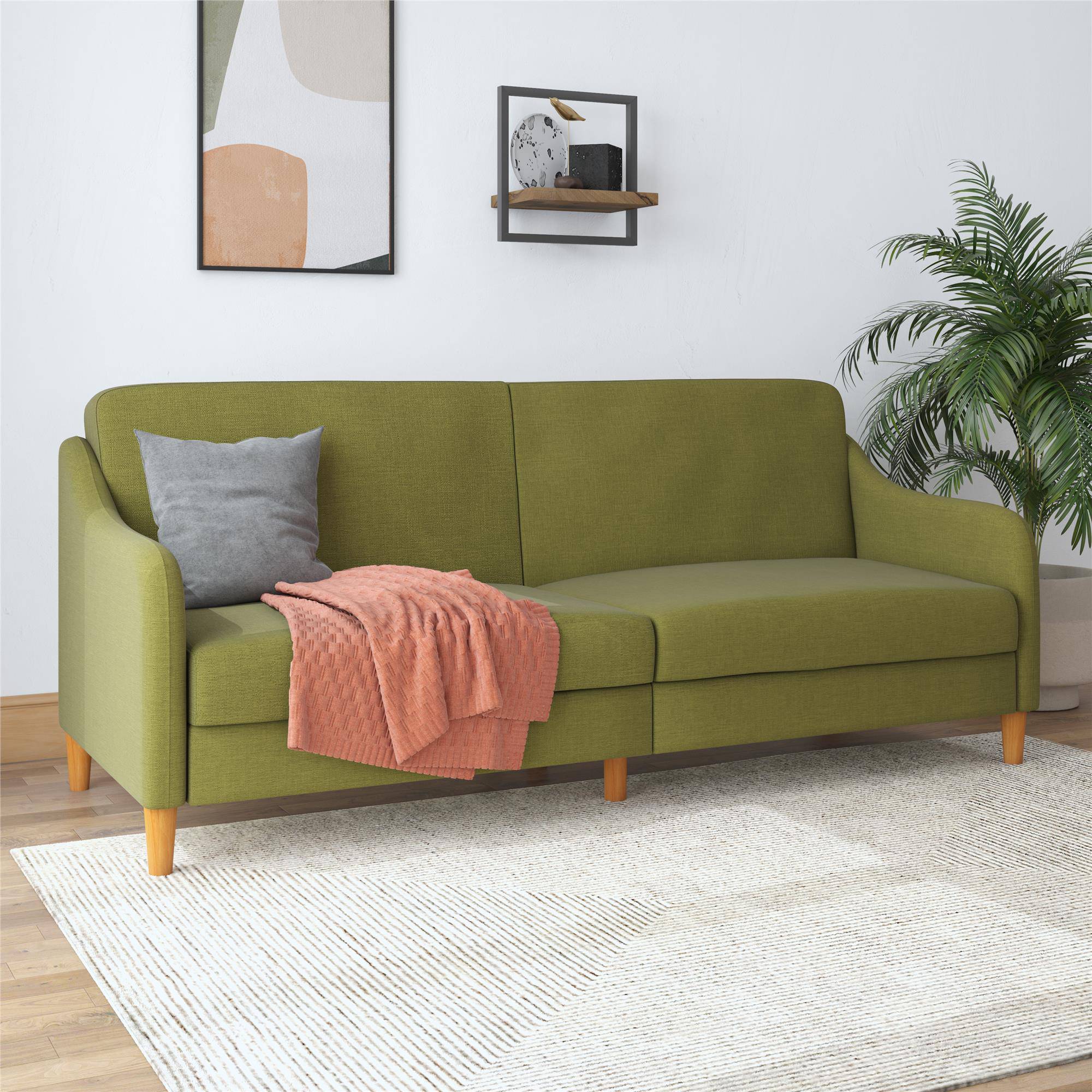 Jasper Sprung Sofa Bed - Green Linen by Dorel - Price Crash Furniture