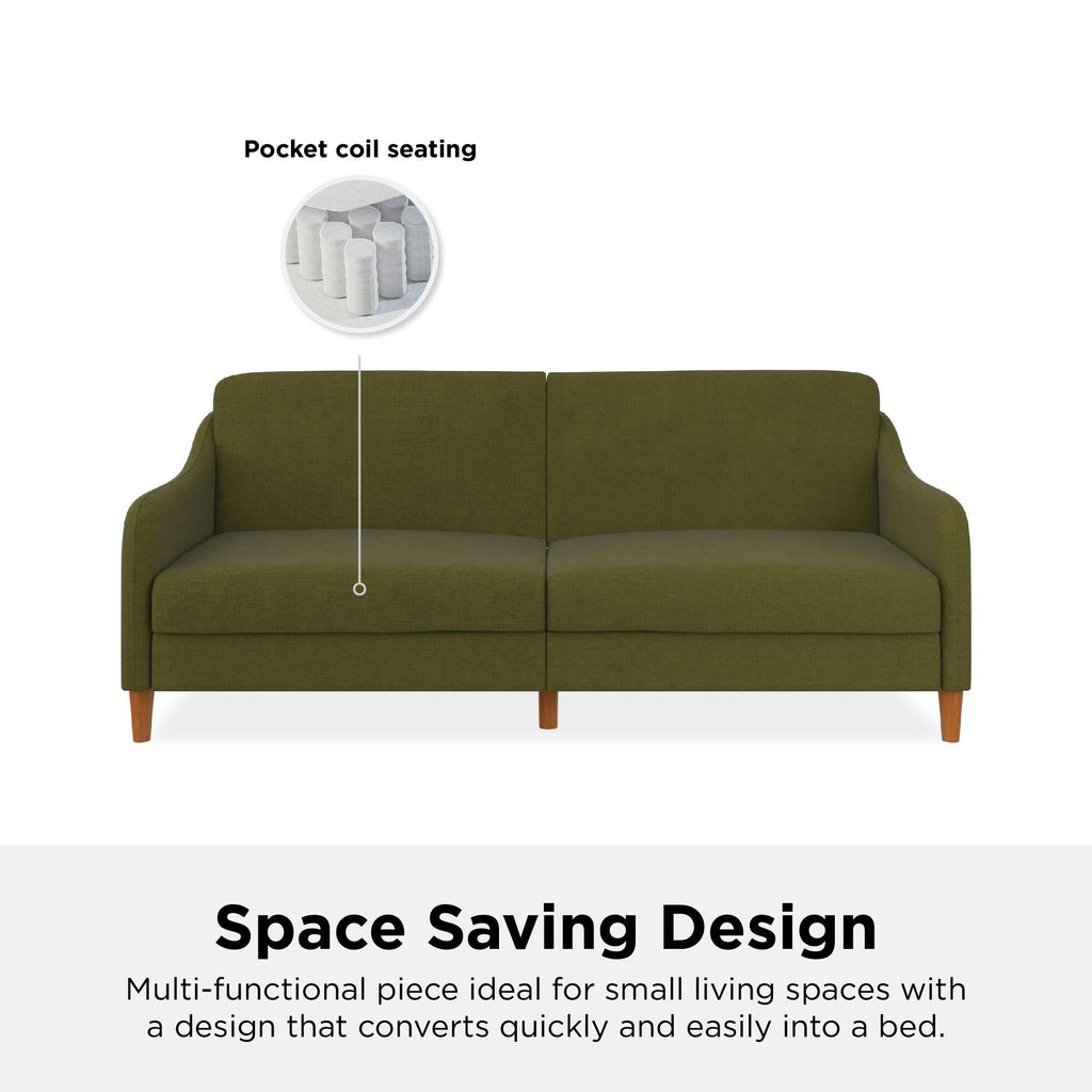 Jasper Sprung Sofa Bed - Green Linen by Dorel - Price Crash Furniture