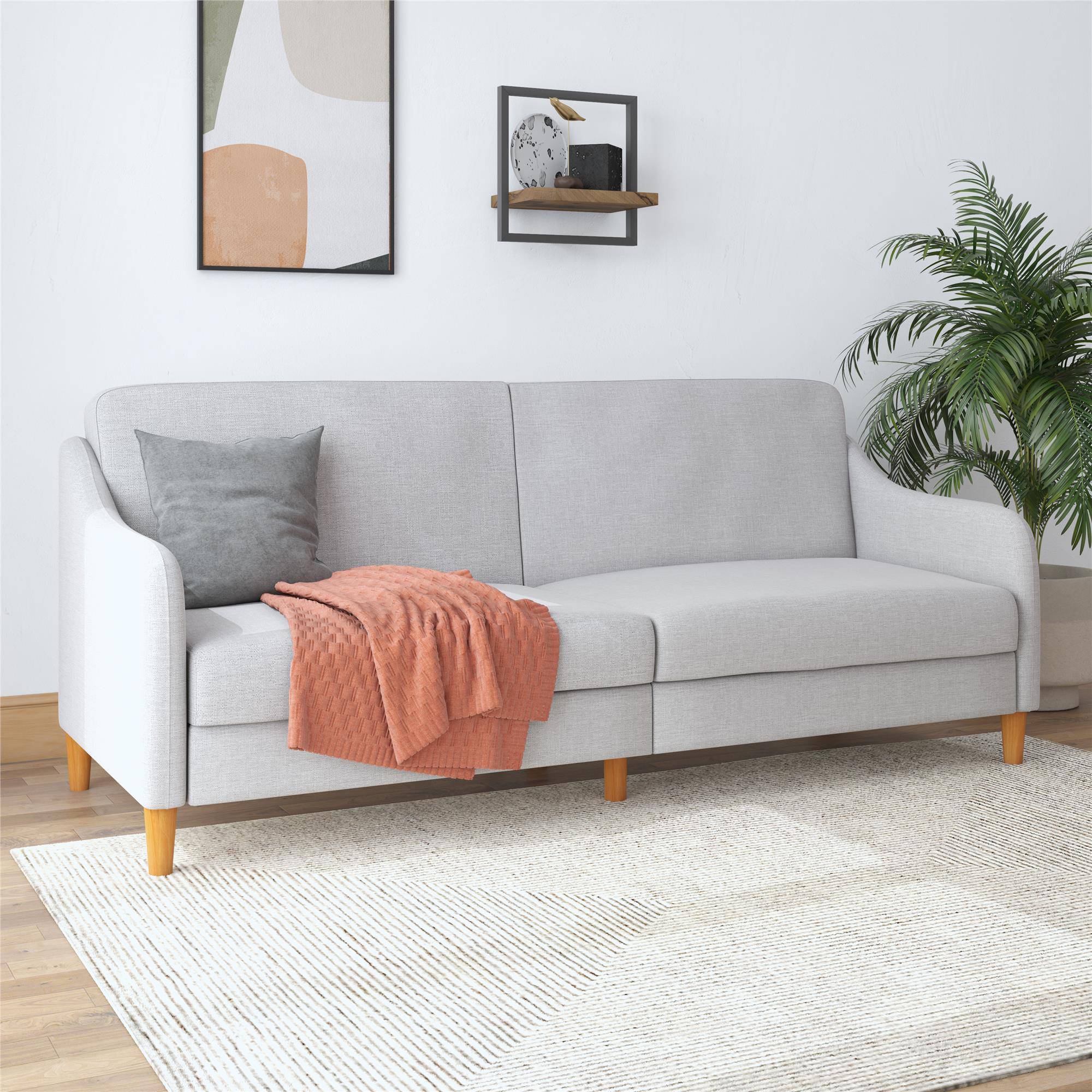 Jasper Sprung Sofa Bed - Light Grey Linen by Dorel - Price Crash Furniture