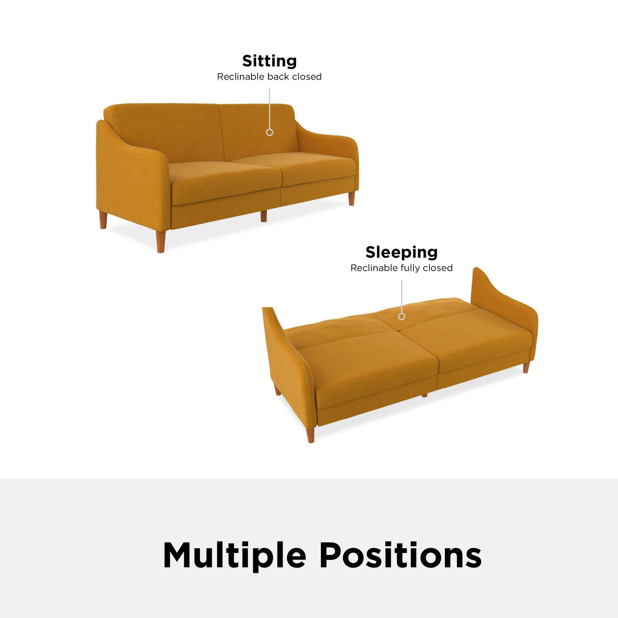 Jasper Sprung Sofa Bed - Mustard Linen by Dorel - Price Crash Furniture