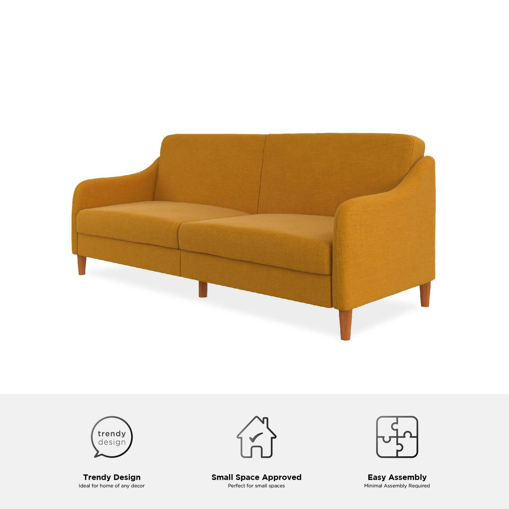 Jasper Sprung Sofa Bed - Mustard Linen by Dorel - Price Crash Furniture