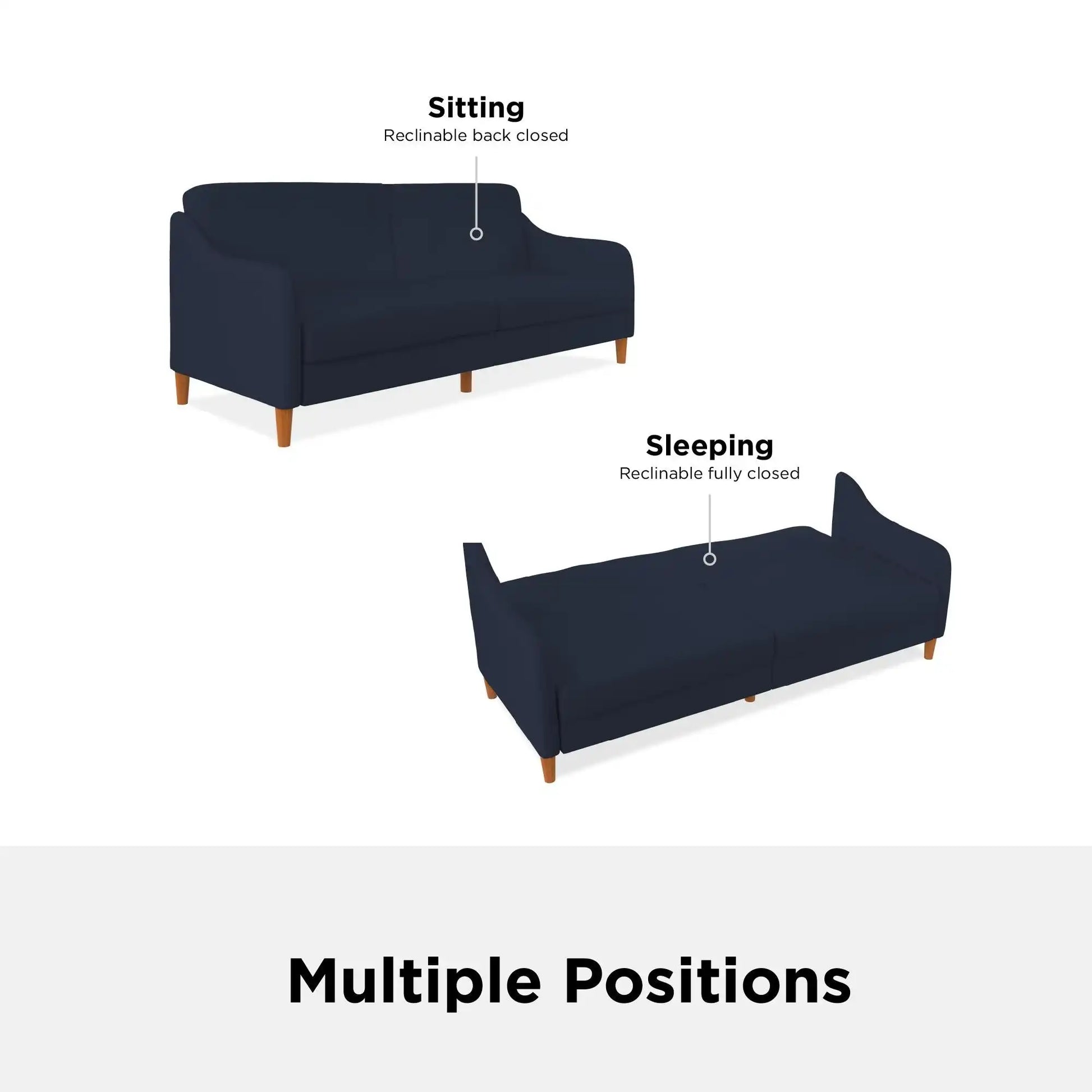 Jasper Sprung Sofa Bed - Navy Blue Linen by Dorel - Price Crash Furniture