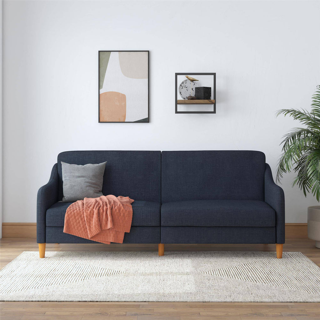 Jasper Sprung Sofa Bed - Navy Blue Linen by Dorel - Price Crash Furniture