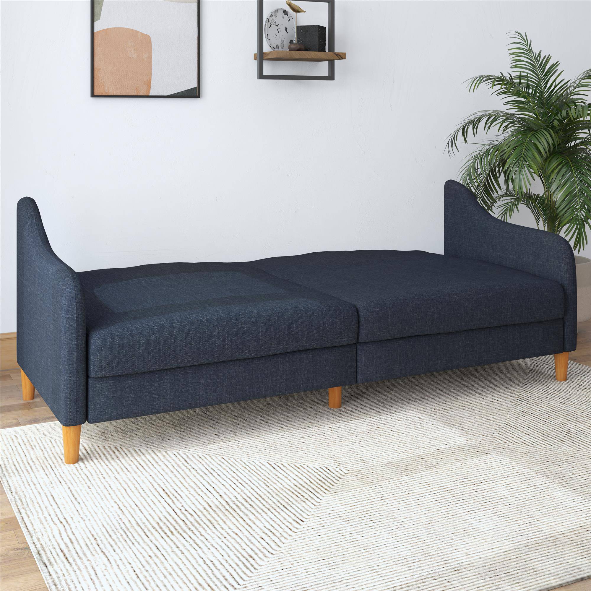 Jasper Sprung Sofa Bed - Navy Blue Linen by Dorel - Price Crash Furniture