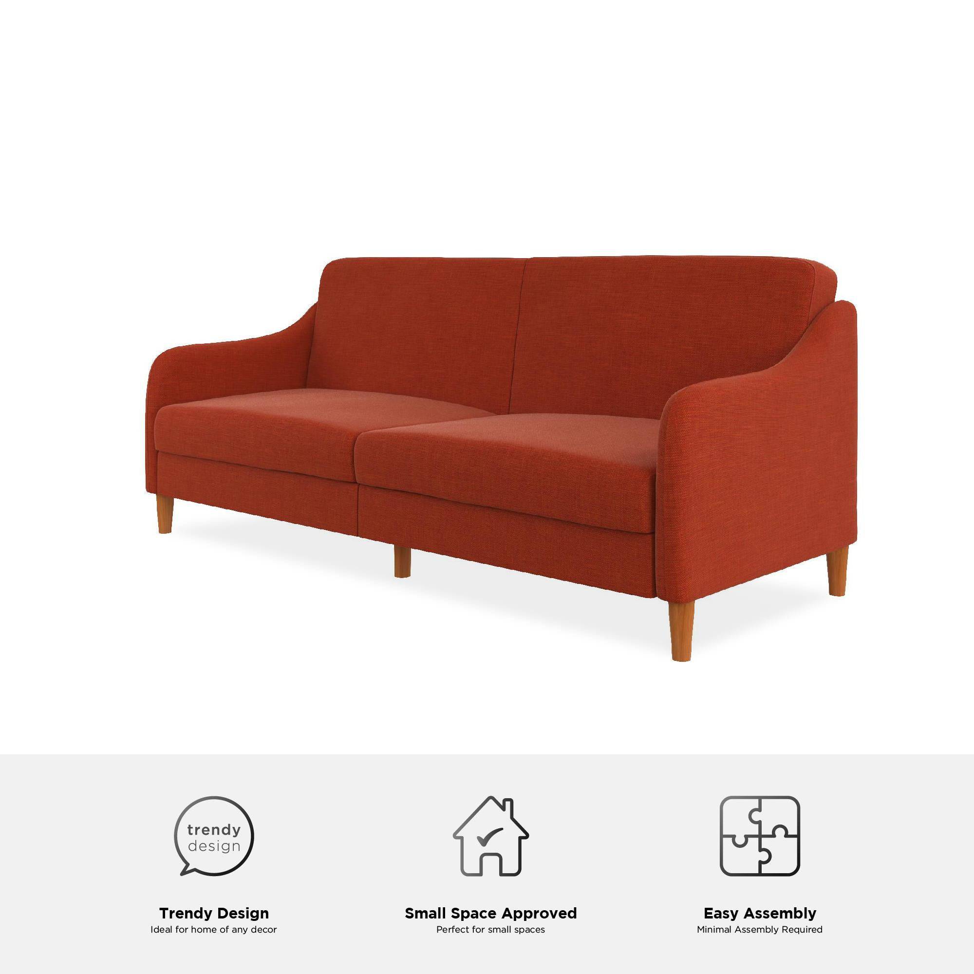 Jasper Sprung Sofa Bed - Orange Linen by Dorel - Price Crash Furniture