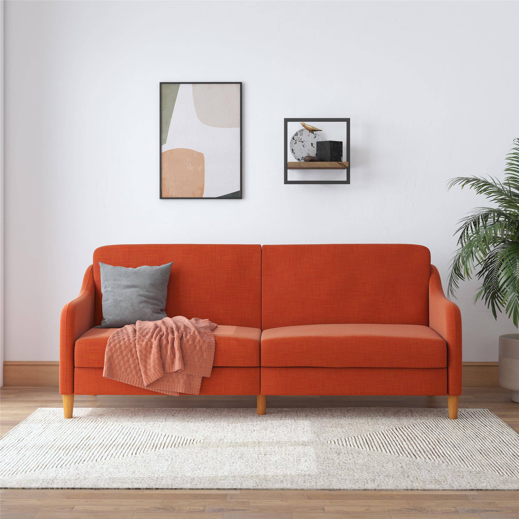 Jasper Sprung Sofa Bed - Orange Linen by Dorel - Price Crash Furniture