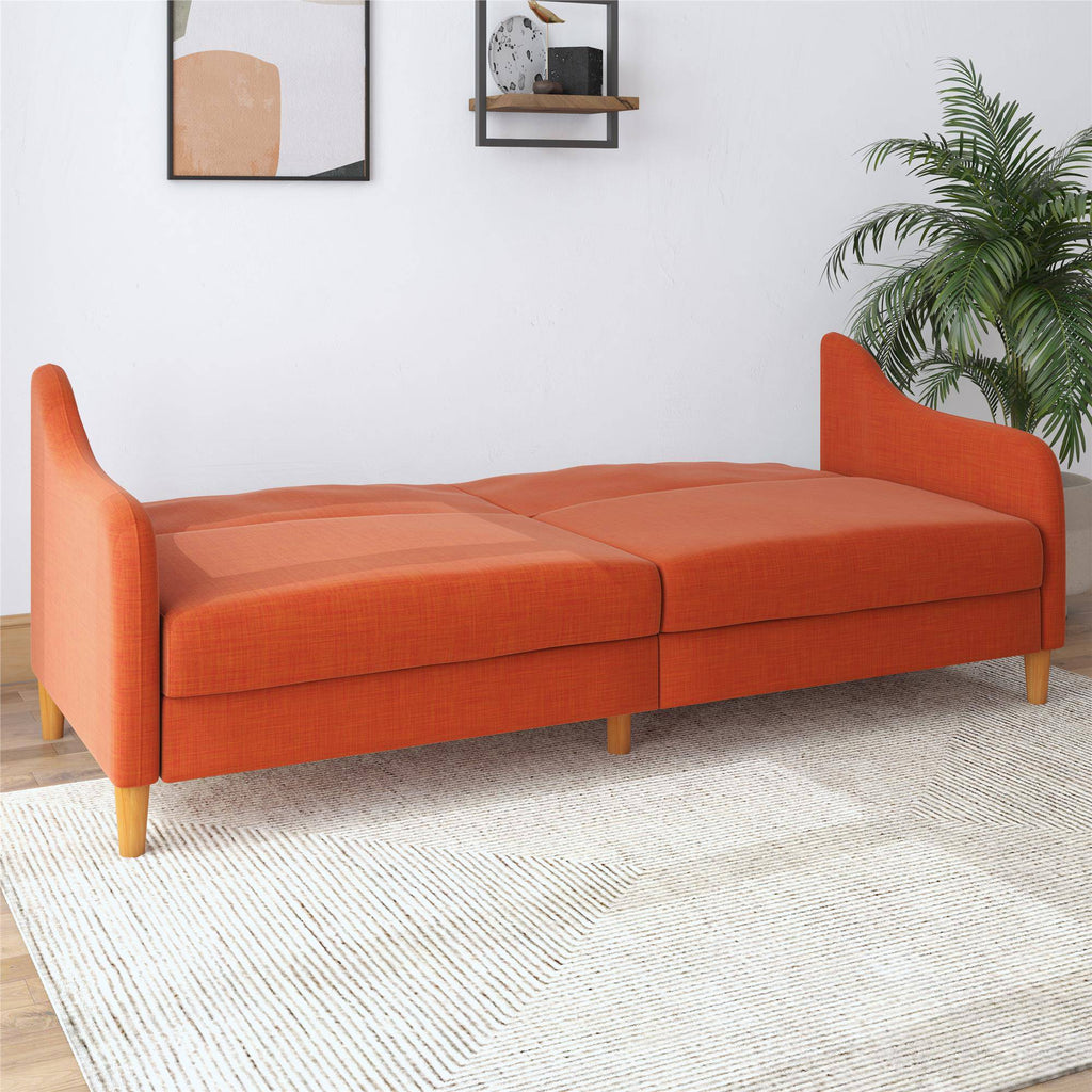 Jasper Sprung Sofa Bed - Orange Linen by Dorel - Price Crash Furniture